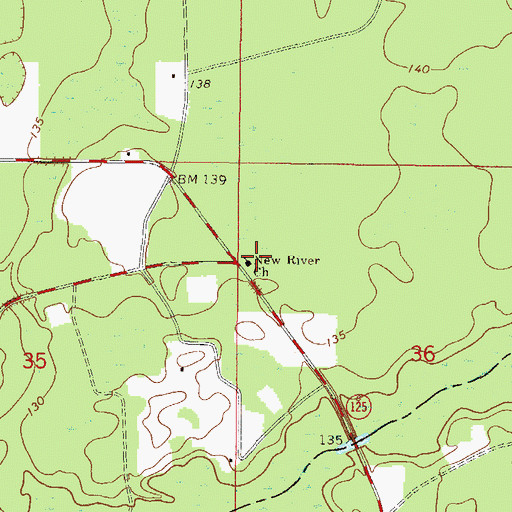 Topographic Map of New River Church, FL