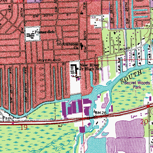 Topographic Map of New River Middle School, FL