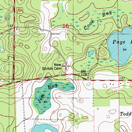Topographic Map of New Shiloh Cemetery, FL