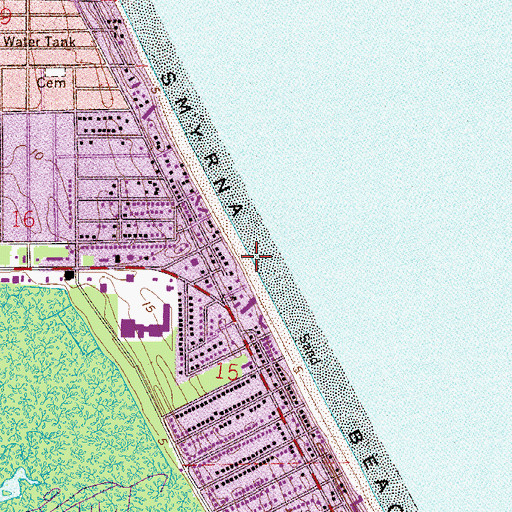 Topographic Map of New Smyrna Beach, FL