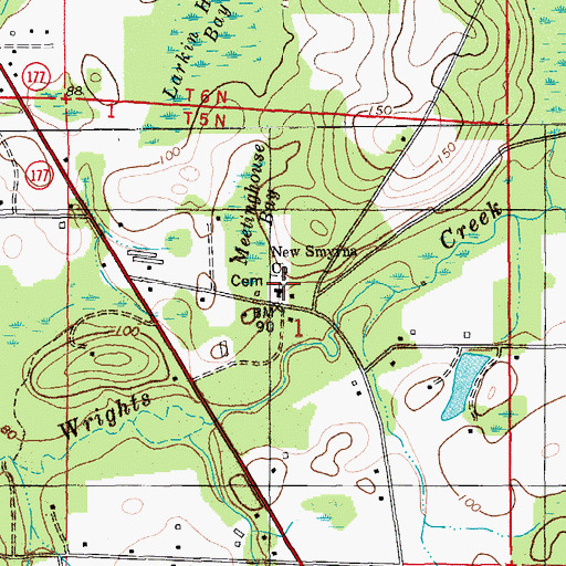 Topographic Map of New Smyrna Church, FL