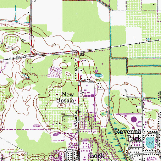 Topographic Map of New Upsala, FL