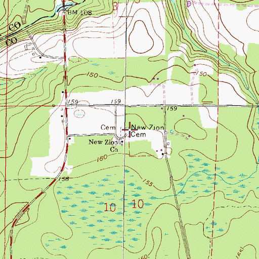 Topographic Map of New Zion Cemetery, FL