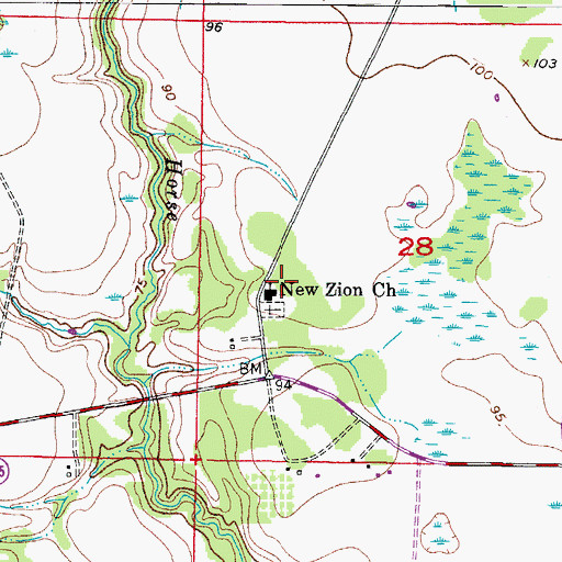 Topographic Map of New Zion Church, FL