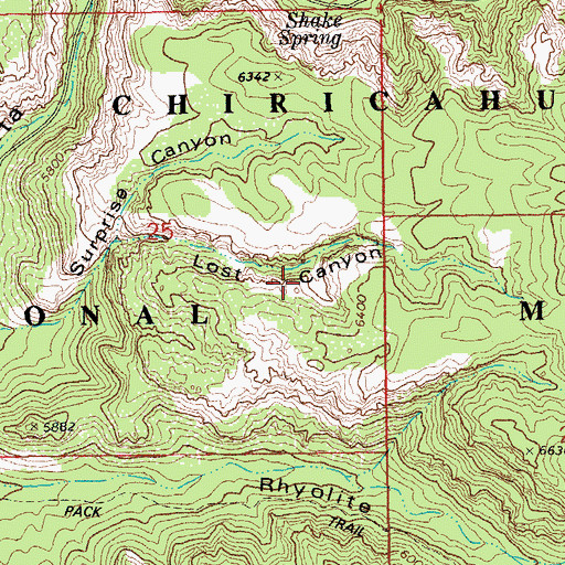 Topographic Map of Chiricahua National Monument, AZ