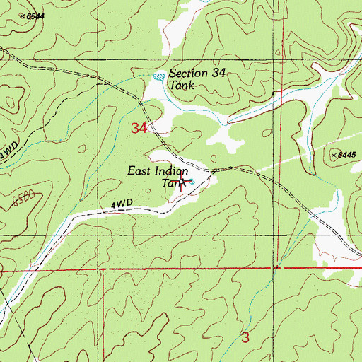 Topographic Map of East Indian Tank, AZ
