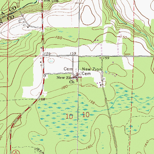 Topographic Map of New Zion Church, FL
