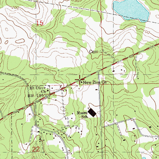 Topographic Map of New Zion Church, FL