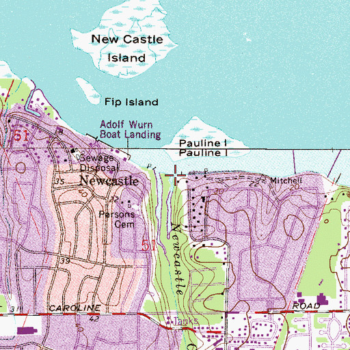 Topographic Map of Newcastle Creek, FL
