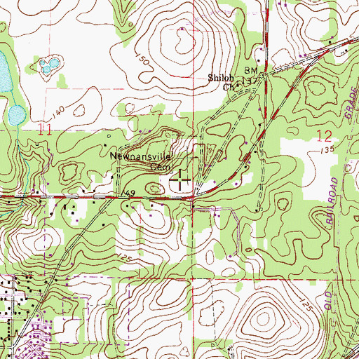 Topographic Map of Newnansville Cemetery, FL