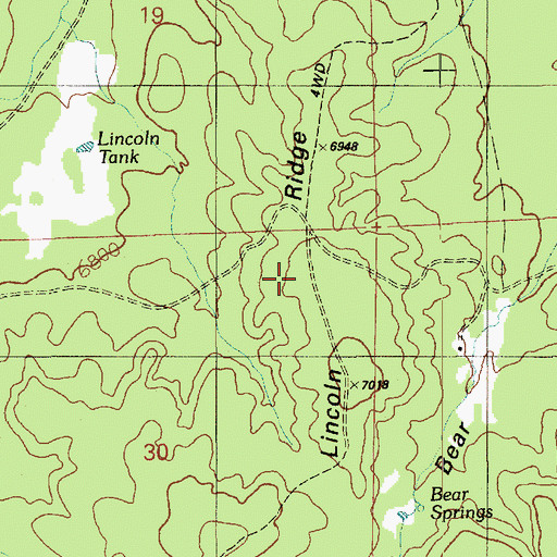 Topographic Map of East Lincoln Ridge, AZ