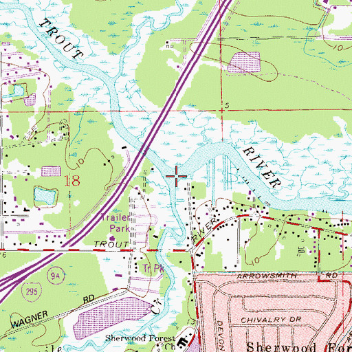 Topographic Map of Ninemile Creek, FL