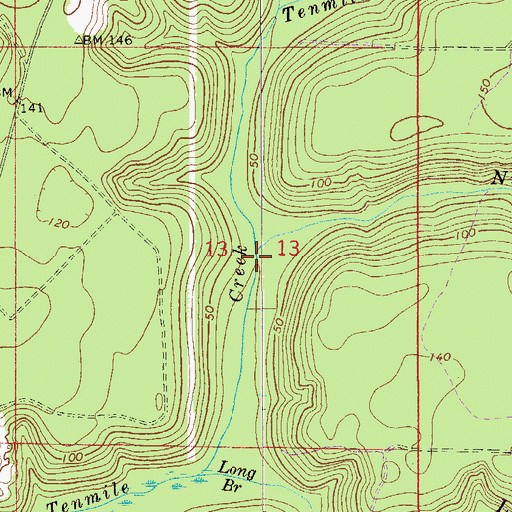 Topographic Map of Ninemile Creek, FL