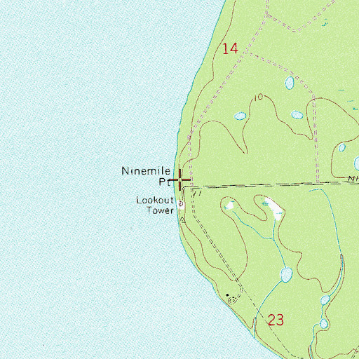 Topographic Map of Ninemile Point, FL