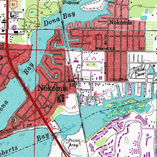Topographic Map of Nokomis, FL