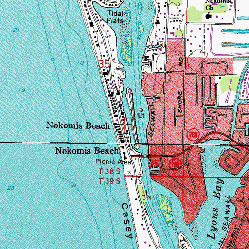 Topographic Map of Nokomis Beach, FL