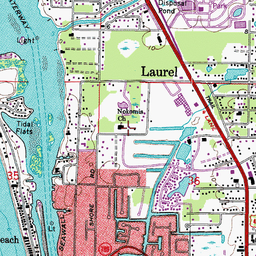 Topographic Map of Nokomis Church, FL