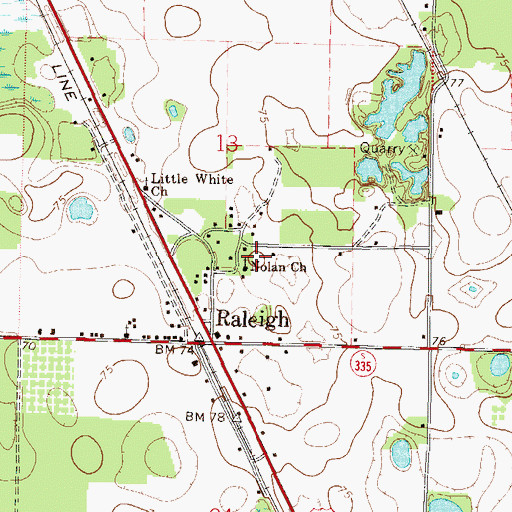 Topographic Map of Nolan Church, FL