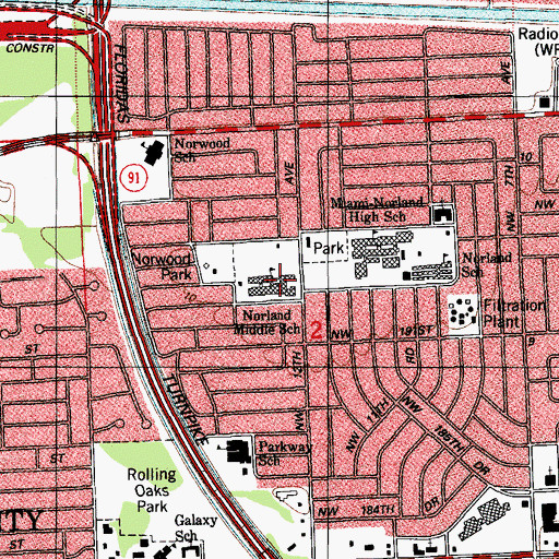 Topographic Map of Norland Middle School, FL