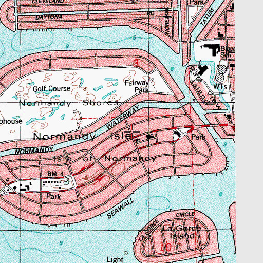 Topographic Map of Normandy Isle, FL