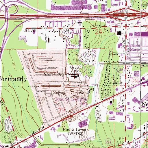 Topographic Map of Normandy School, FL