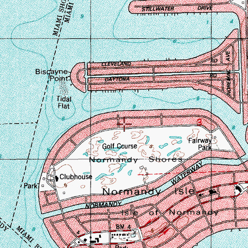 Topographic Map of Normandy Shores, FL