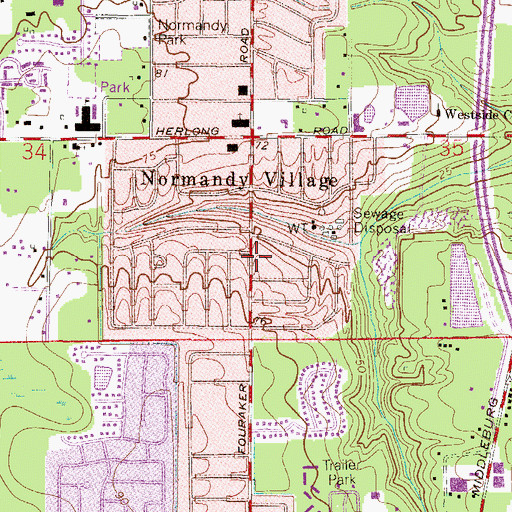 Topographic Map of Normandy Village, FL