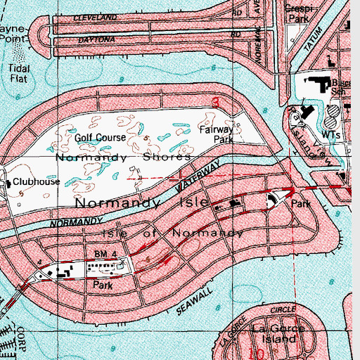 Topographic Map of Normandy Waterway, FL