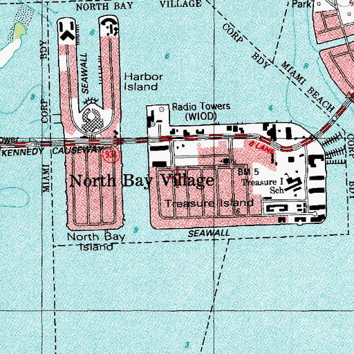 Topographic Map of North Bay Village, FL