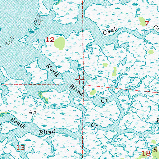 Topographic Map of North Blind Creek, FL