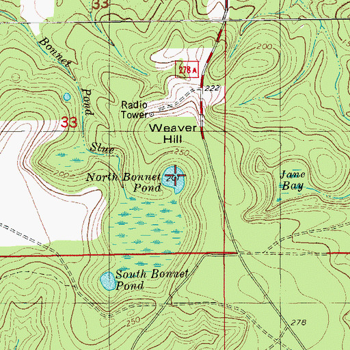 Topographic Map of North Bonnet Pond, FL