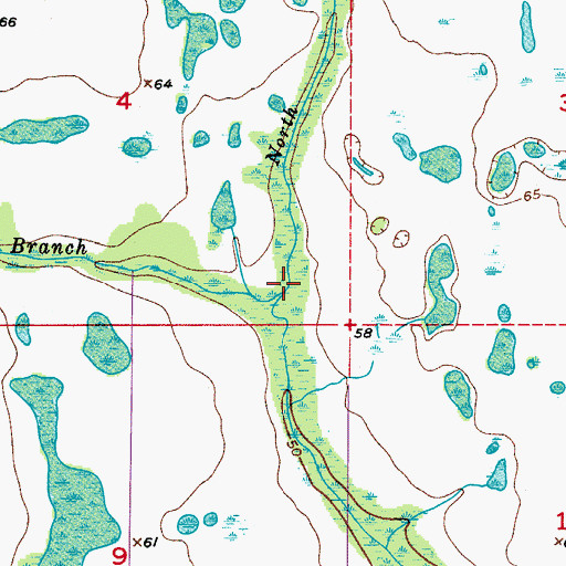 Topographic Map of North Branch Crabgrass Creek, FL