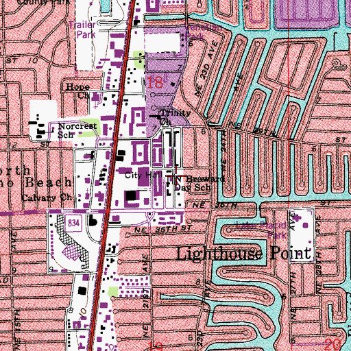 Topographic Map of North Broward Day School, FL