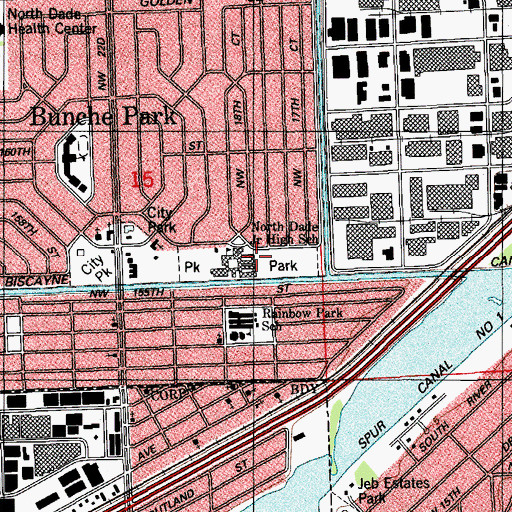 Topographic Map of North Dade Middle School, FL