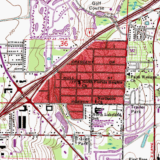 Topographic Map of North Florida Heights Church, FL