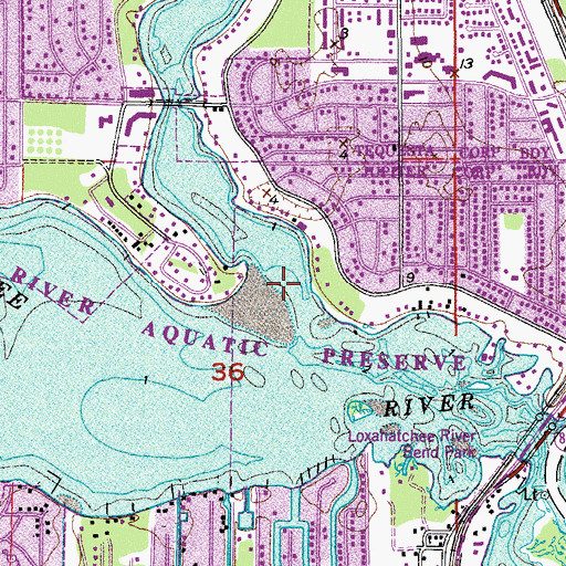 Topographic Map of North Fork Loxahatchee River, FL