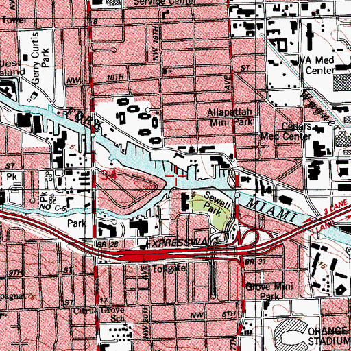 Topographic Map of North Fork Miami River, FL