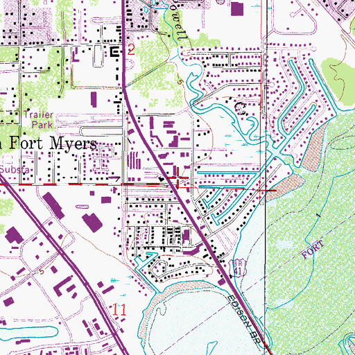 Topographic Map of North Fort Myers, FL