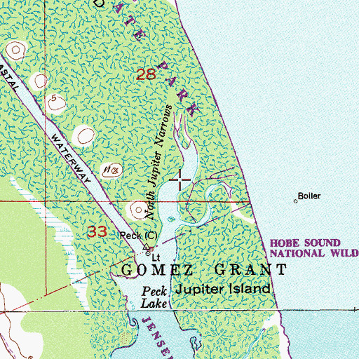 Topographic Map of North Jupiter Narrows, FL