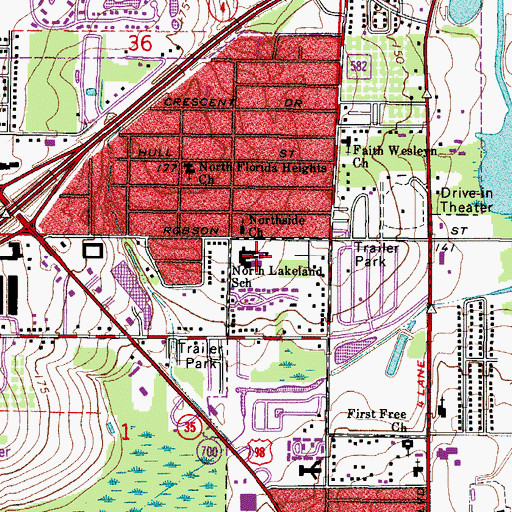 Topographic Map of North Lakeland Elementary School of Choice, FL