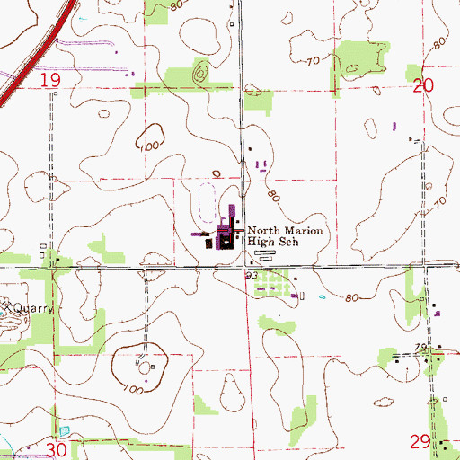 Topographic Map of North Marion High School, FL