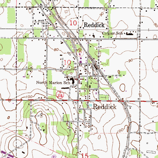 Topographic Map of North Marion School (historical), FL