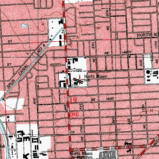 Topographic Map of North Miami Elementary School, FL