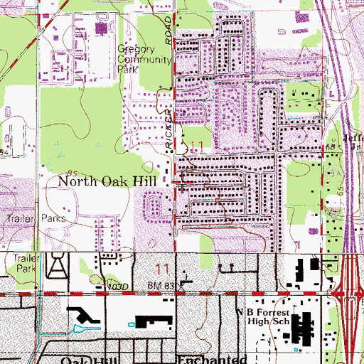Topographic Map of North Oak Hill, FL