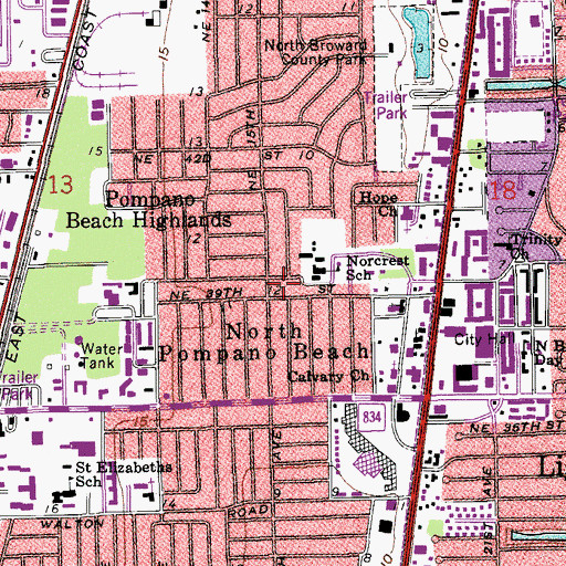 Topographic Map of North Pompano Beach, FL