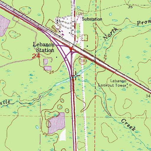 Topographic Map of North Prong Tenmile Creek, FL