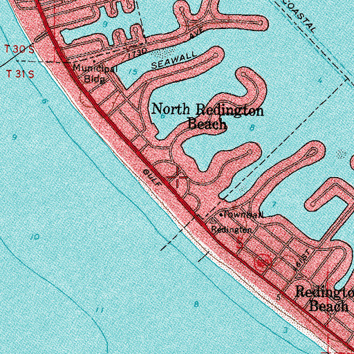 Topographic Map of North Redington Beach, FL