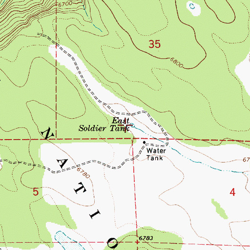 Topographic Map of East Soldier Tank, AZ