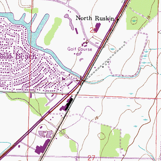 Topographic Map of North Ruskin, FL