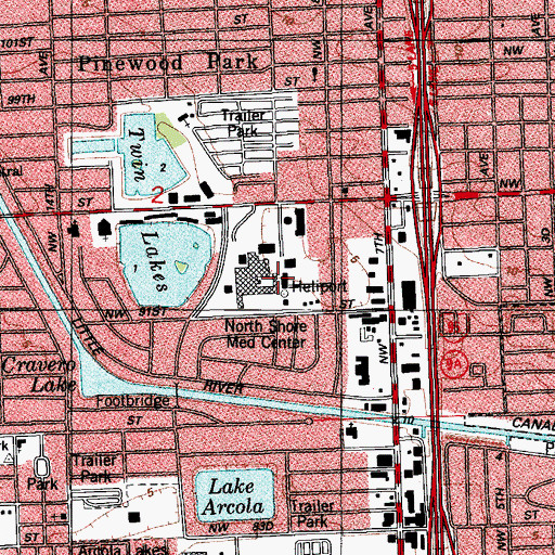 Topographic Map of North Shore Hospital, FL